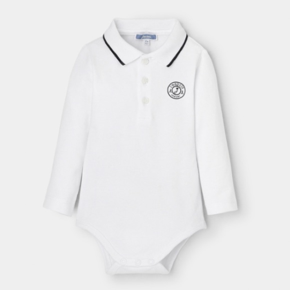 Jacadi Paris Long Sleeve Baby Boy Polo Bodysuit